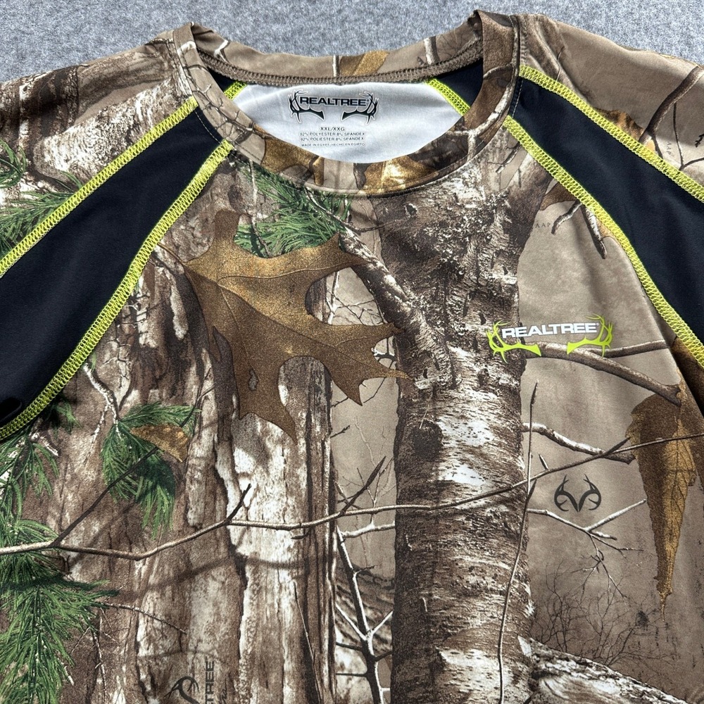 Vtg Realtree Performance T-Shirt XXL Brown Camo Stretch Hunting Runs Small